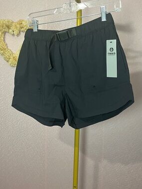 Mono B Black Athletic Shorts with Built-In Belt